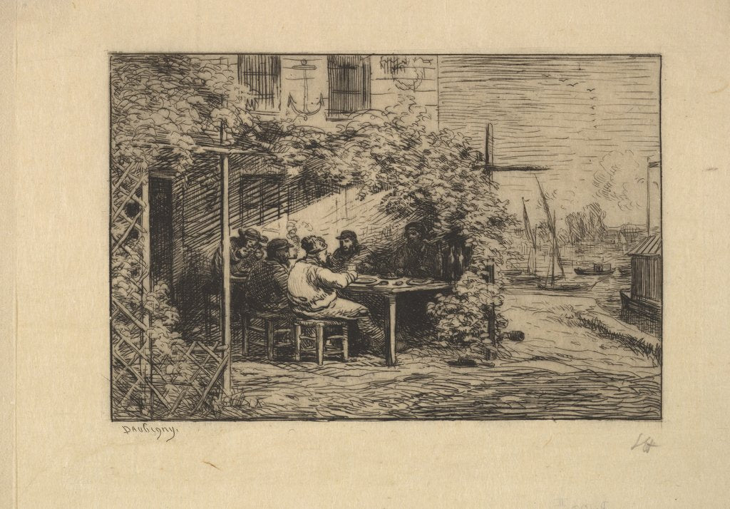 Detail of The Farewell Breakfast at Asnières, 1861 by Charles Francois Daubigny
