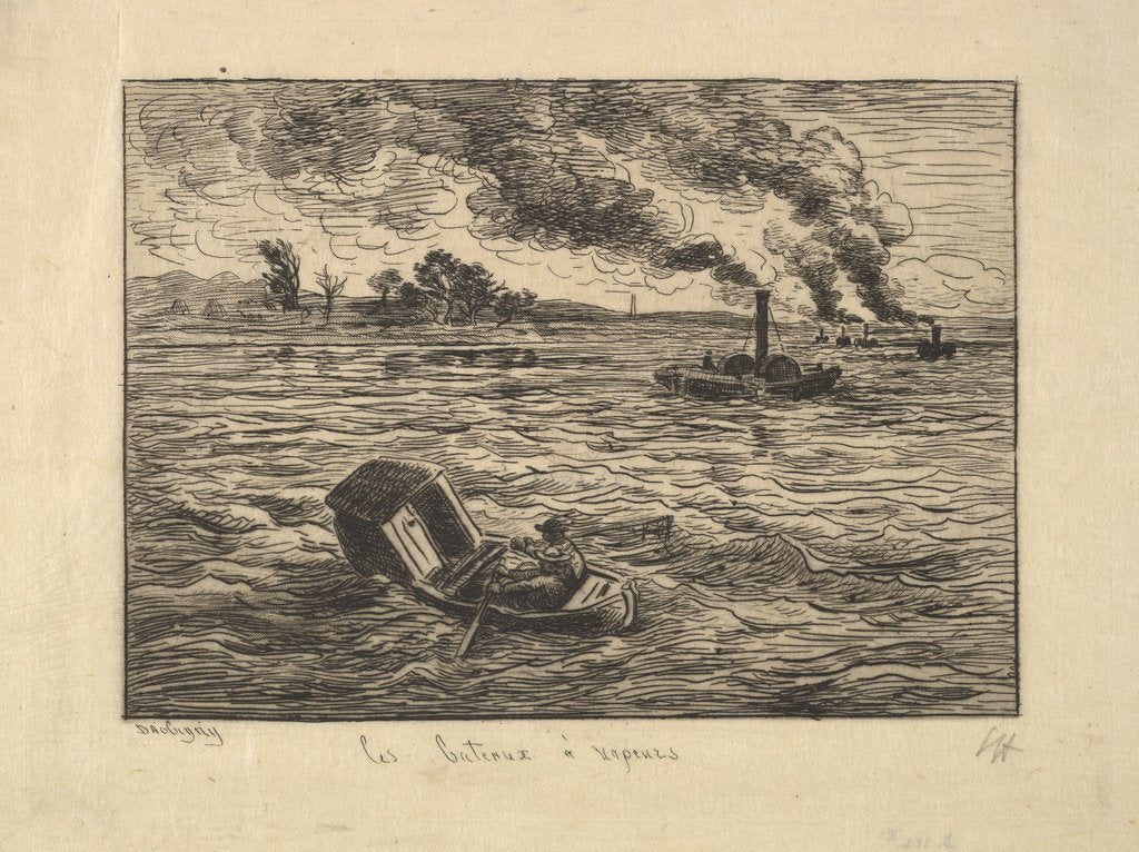 Detail of The Steam Boats, 1861 by Charles Francois Daubigny