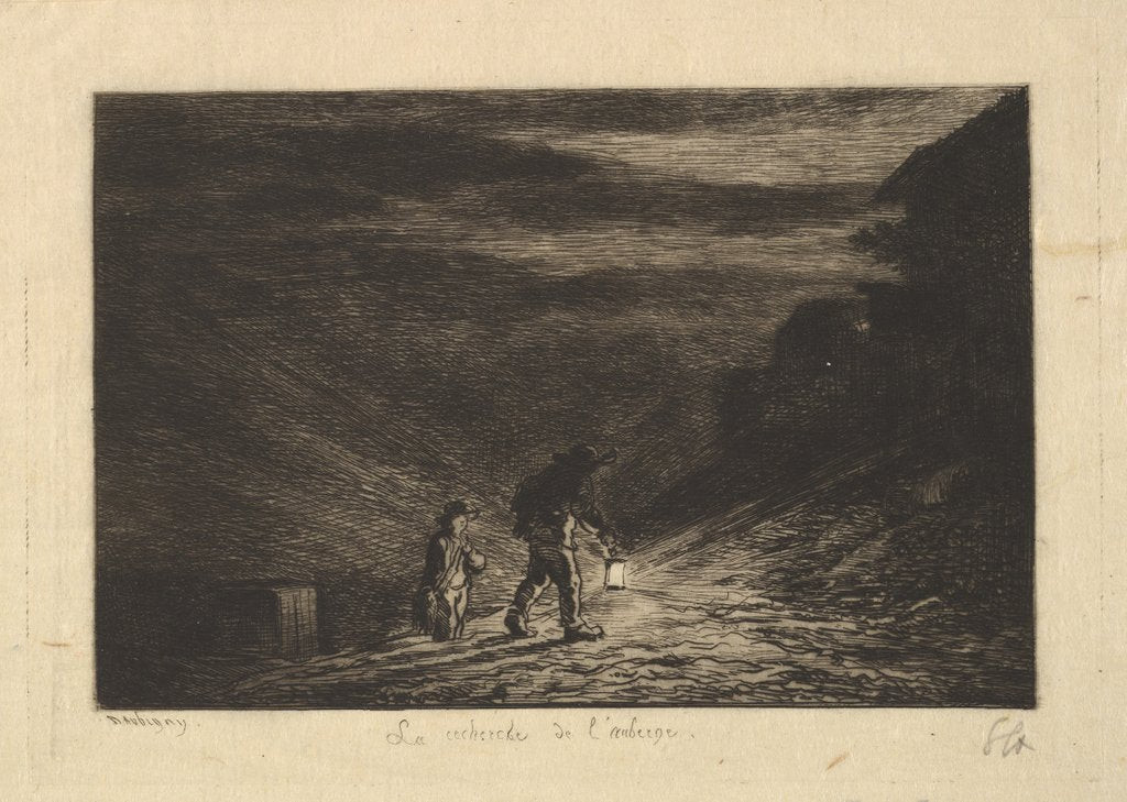 Detail of The Search for an Inn, 1861 by Charles Francois Daubigny