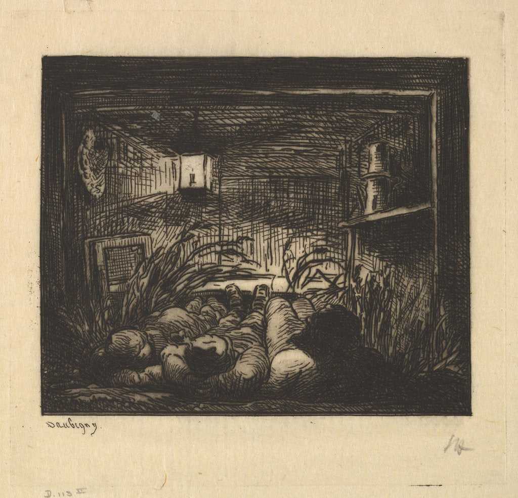 Detail of Sleeping on Board the Boat, 1861 by Charles Francois Daubigny