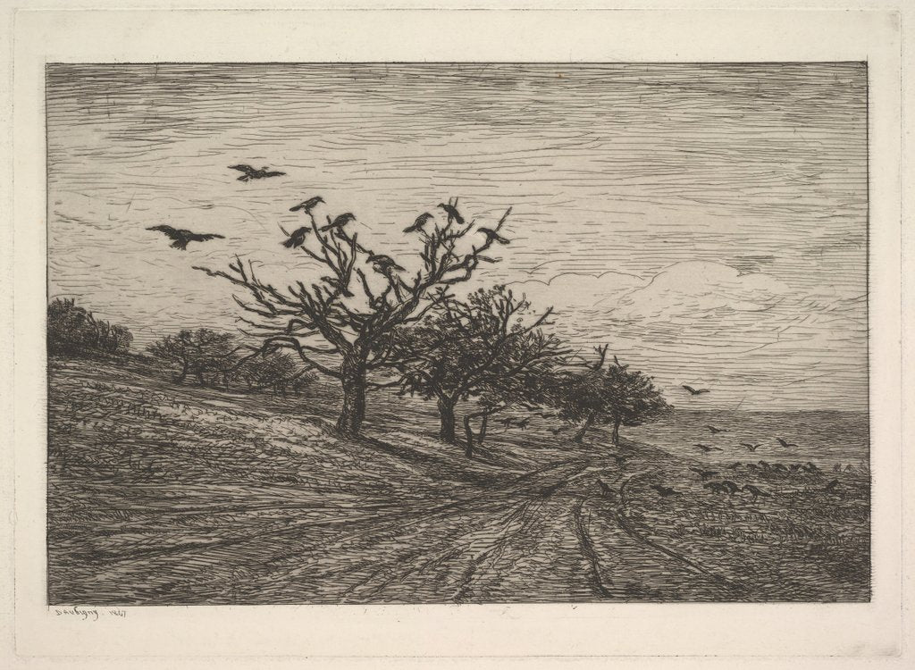Detail of Tree Filled with Crows, 1867 by Charles Francois Daubigny