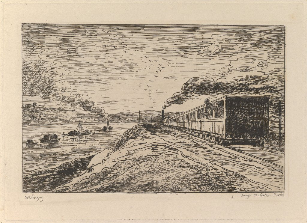 Detail of Le Départ, from Le Voyage en bateau, 1861 by Charles Francois Daubigny