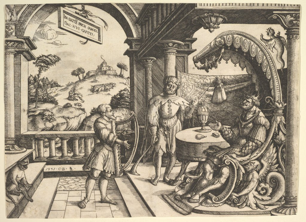 Detail of David playing the harp before Saul, 1531 by Christoph Bockstorffer