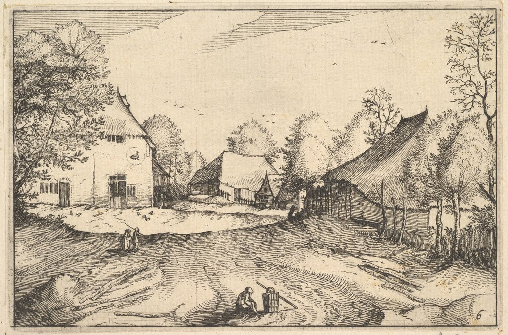 Detail of The Swan's Inn, plate 6 from Regiunculae et Villae Aliquot Ducatus Brabantiae, ca. 1610 by Claes Jansz Visscher