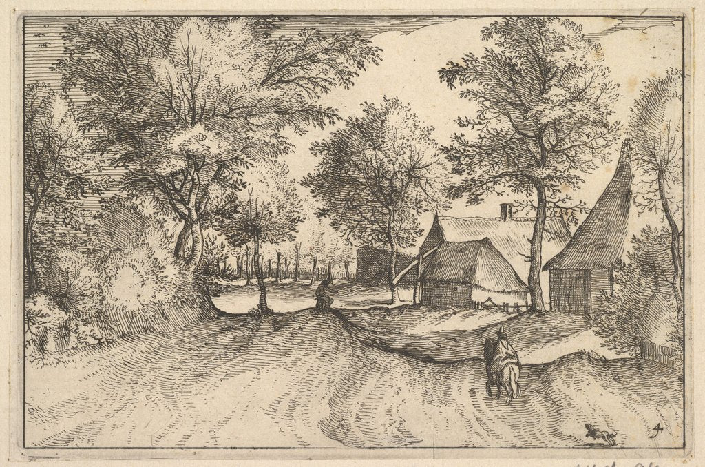 Detail of Village Road, plate 4 from Regiunculae et Villae Aliquot Ducatus Brabantiae, ca. 1610 by Claes Jansz Visscher