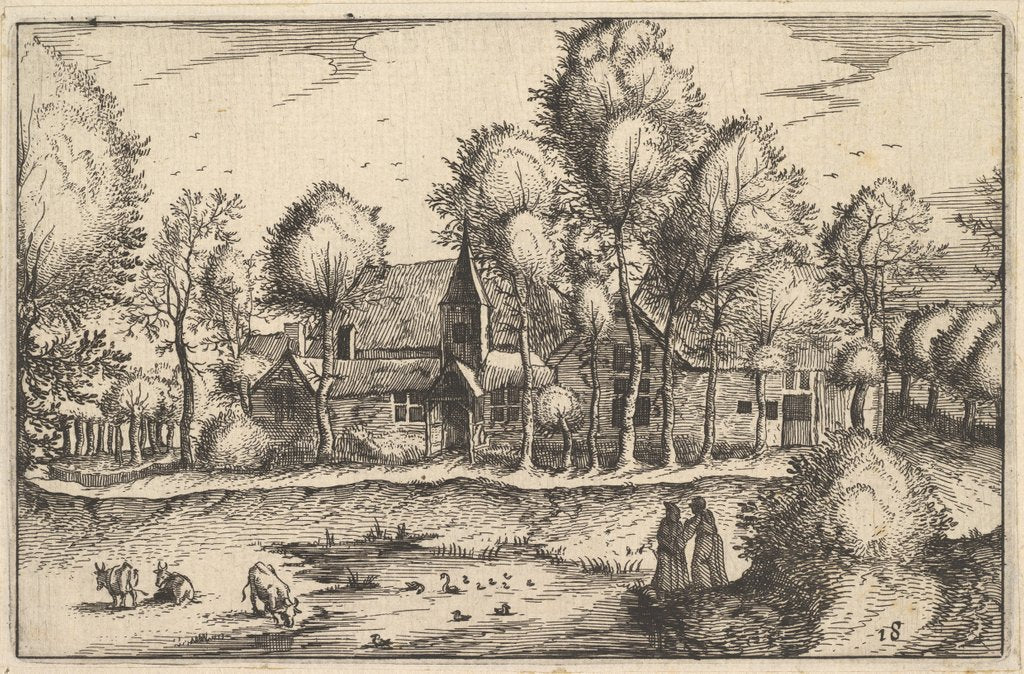Detail of A Pond, plate 18 from Regiunculae et Villae Aliquot Ducatus Brabantiae, ca. 1610 by Claes Jansz Visscher