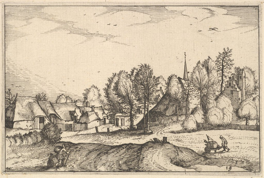 Detail of Road into a Village, plate 19 from Regiunculae et Villae Aliquot Ducatus Brabantiae, ca. 1610 by Claes Jansz Visscher