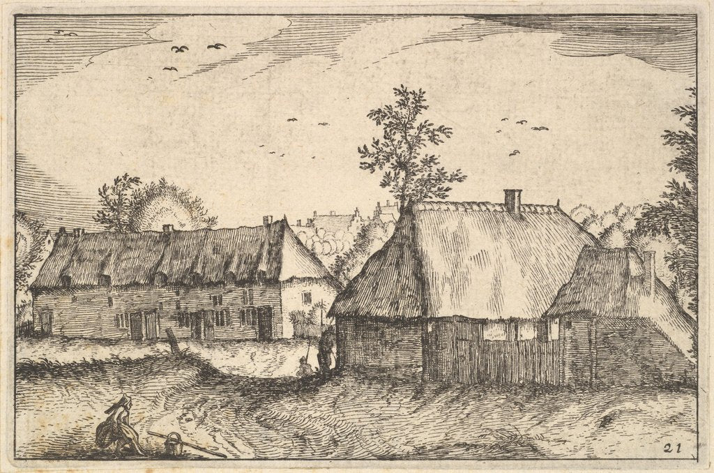 Detail of Large Sheds, plate 21 from Regiunculae et Villae Aliquot Ducatus Brabantiae, ca. 1610 by Claes Jansz Visscher