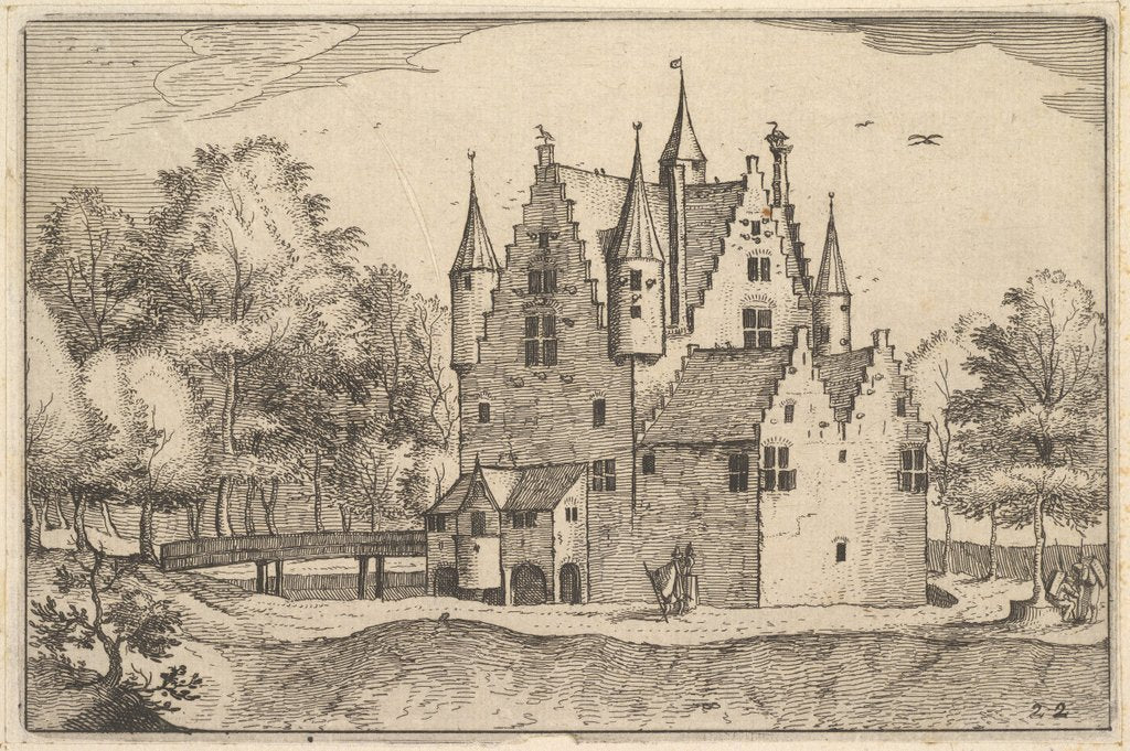 Detail of A Castle, plate 22 from Regiunculae et Villae Aliquot Ducatus Brabantiae, ca. 1610 by Claes Jansz Visscher