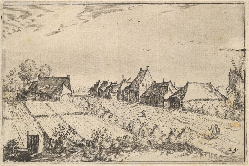 Detail of Fields and a Road,plate 8 from Regiunculae et Villae Aliquot Ducatus Brabantiae, ca. 1610 by Claes Jansz Visscher