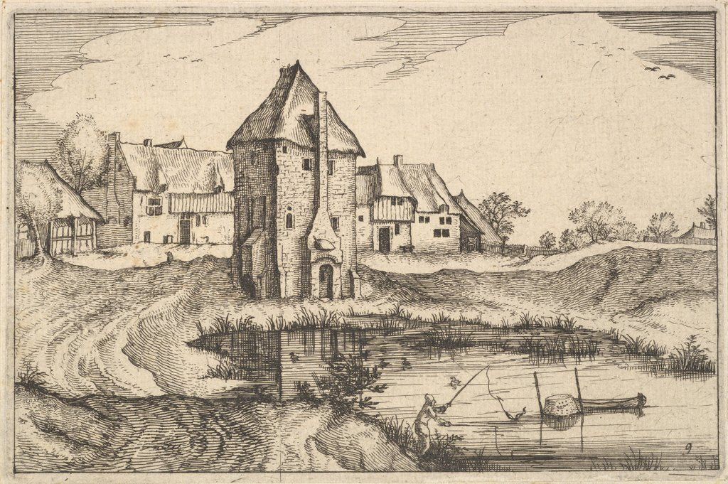 Detail of The Pond, plate 9 from Regiunculae et Villae Aliquot Ducatus Brabantiae, ca. 1610 by Claes Jansz Visscher