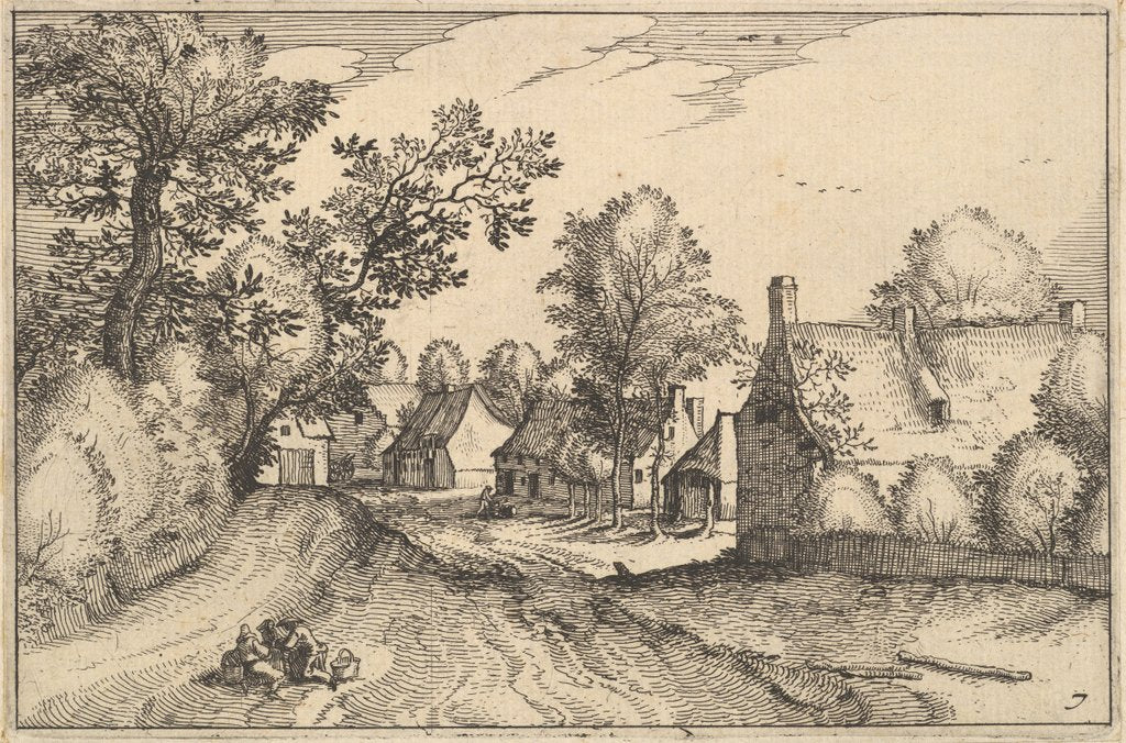 Detail of A Village Road, plate 7 from Regiunculae et Villae Aliquot Ducatus Brabantiae, ca. 1610 by Claes Jansz Visscher