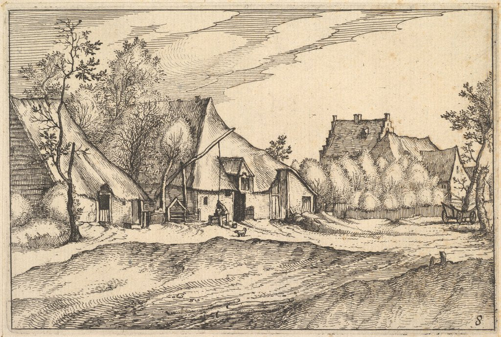 Detail of Farms in a Village from Regiunculae et Villae Aliquot Ducatus Brabantiae, ca. 1610 by Claes Jansz Visscher