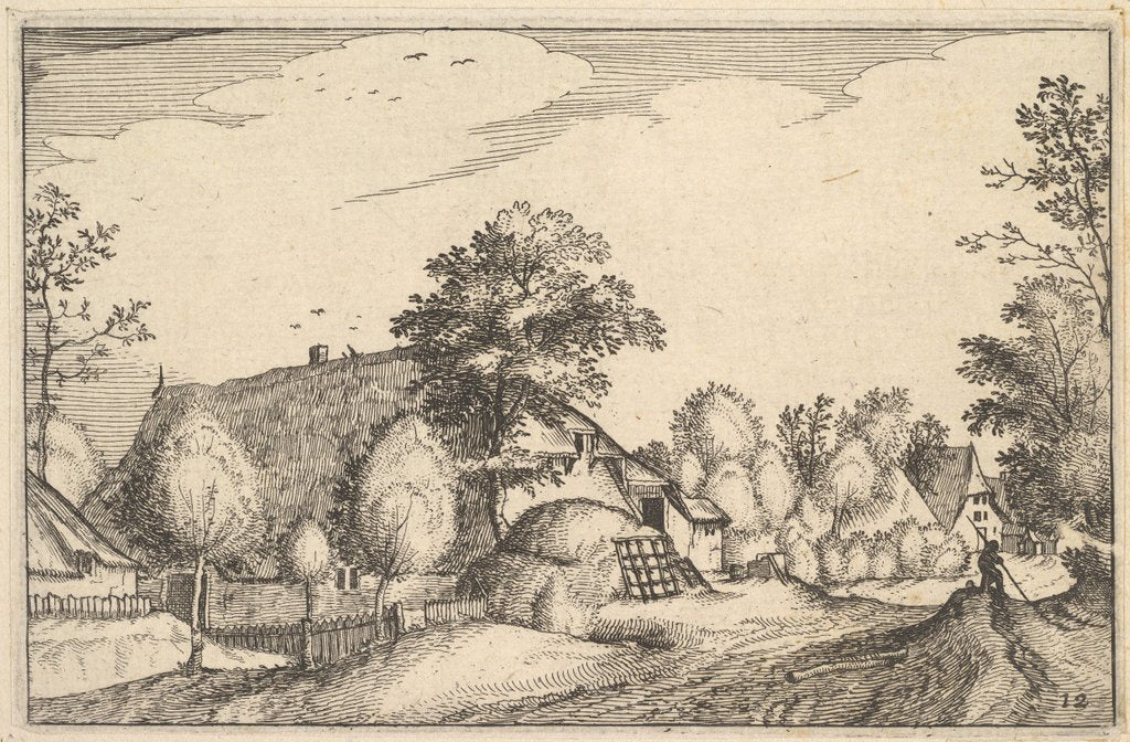 Detail of Village Road, plate 12 from Regiunculae et Villae Aliquot Ducatus Brabantiae, ca. 1610 by Claes Jansz Visscher