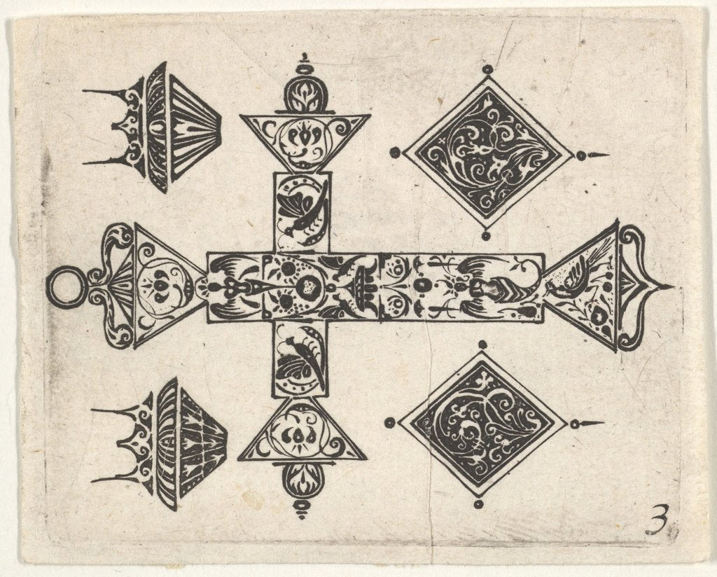 Detail of Blackwork Print with a Latin Cross and Four Motifs, ca. 1620 by Claes Jansz Visscher
