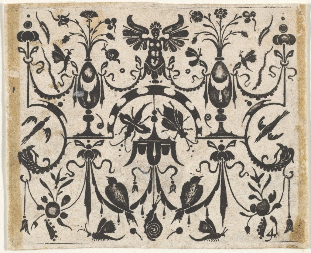 Detail of Blackwork Print with a Symmetric Grotesque Pattern, ca. 1620 by Claes Jansz Visscher
