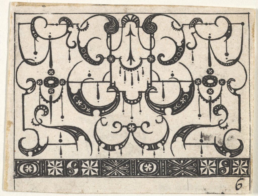 Detail of Blackwork Print with an All-Over Schweifwerk Pattern, ca. 1620 by Claes Jansz Visscher