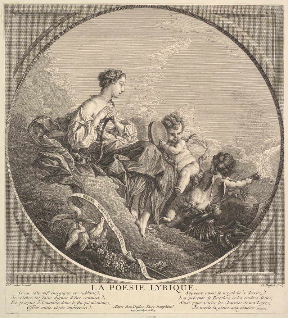 Detail of Lyrical Poetry, ca. 1741 by Claude Augustin Duflos le Jeune