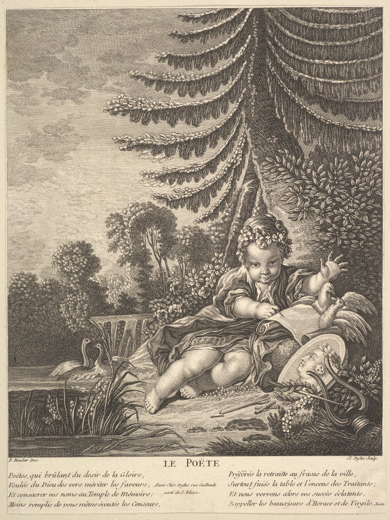 Detail of The Poet, ca. 1753 by Claude Augustin Duflos le Jeune