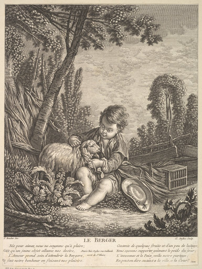 Detail of The Shepherd, ca.1753 by Claude Augustin Duflos le Jeune