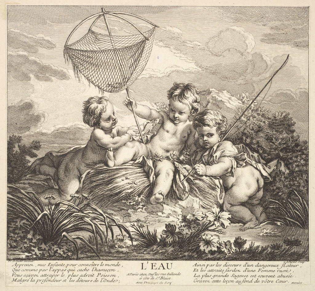 Detail of Water, 18th century by Claude Augustin Duflos le Jeune