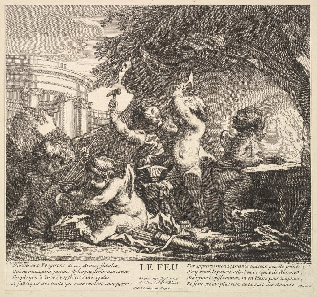 Detail of Fire, 18th century by Claude Augustin Duflos le Jeune