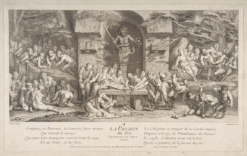 Detail of The Passion for Gambling by Claude Gillot