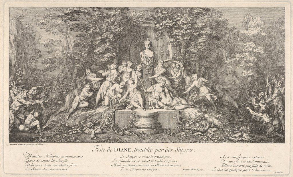 Detail of The festival of Diana, interrupted by satyr by Claude Gillot