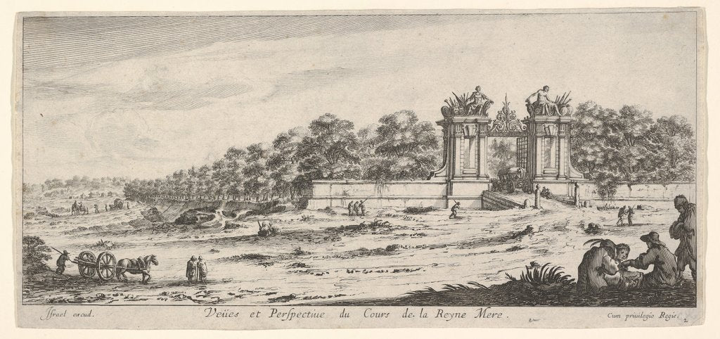 Detail of View of the gate of the residence of the Queen Mother, from the series 'Views and new …, ca. 1644 by Claude Goyrand