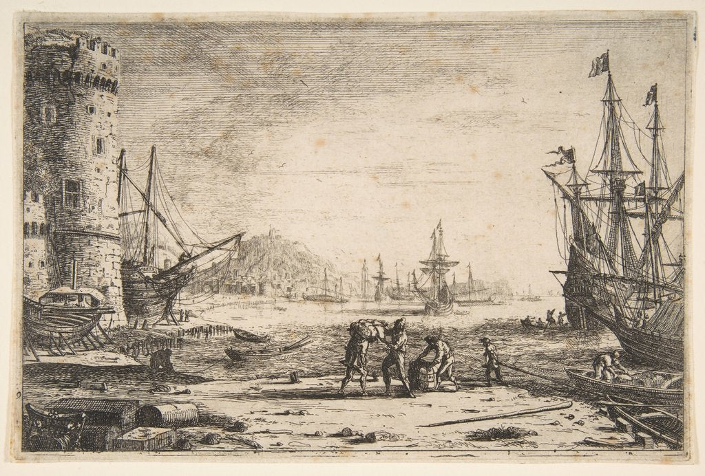 Detail of Harbour with a Large Tower, ca. 1641 by Claude Lorrain