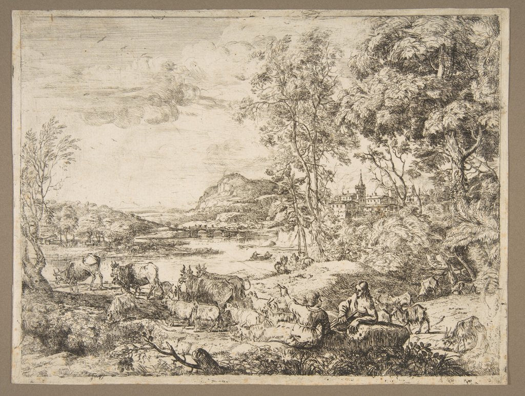 Detail of Shepherd and Shepherdess Conversing in a Landscape, ca. 1651 by Claude Lorrain