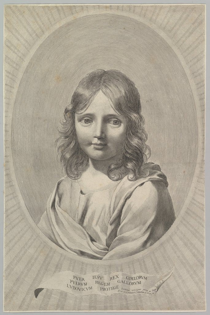 Detail of Bust of Jesus as a Child in an Oval by Claude Mellan