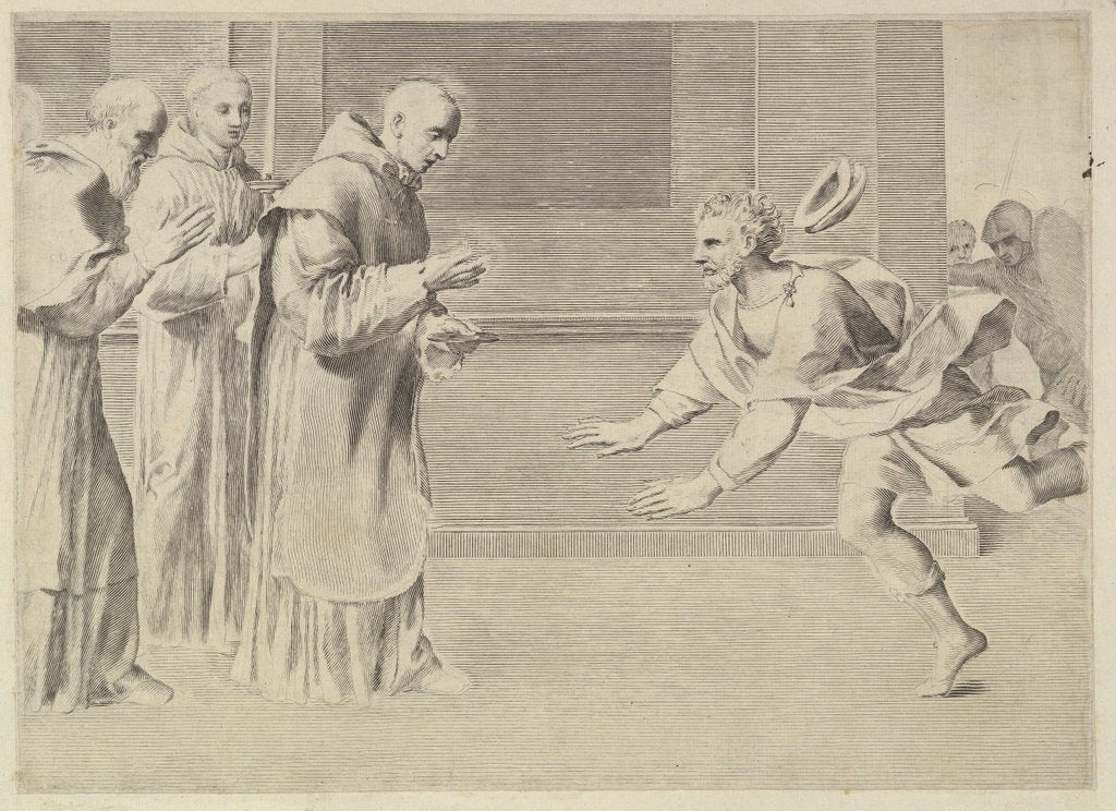 Detail of St. William, Duke of Aquitaine, Converted by St. Bernard by Claude Mellan