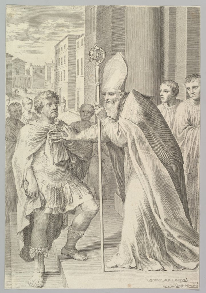 Detail of St. Ambrose, Archbishop of Milan, Turning Back Emperor Theodosius, 1681 by Claude Mellan