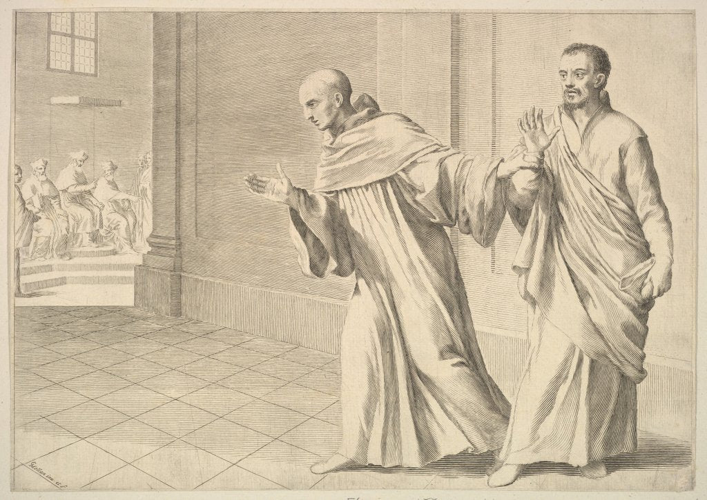 Detail of St. Bernard Taking a Brother to an Assembly by Claude Mellan