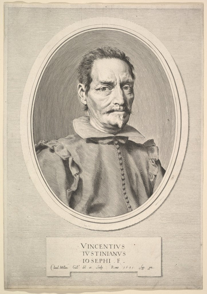 Detail of Portrait of Vicenzo Giustiniani, 1631 by Claude Mellan