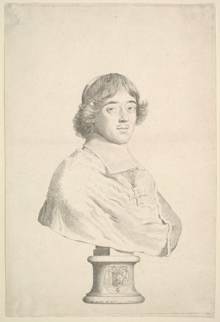 Detail of Emmanuel-Théodose de La Tour d'Auvergne, duc d'Albret et cardinal de Bouillon, 1673 by Claude Mellan