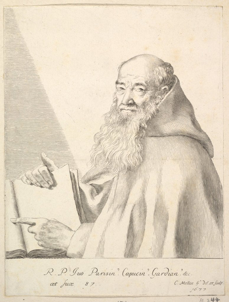Detail of Portrait of Le Père Yves, 1677 by Claude Mellan