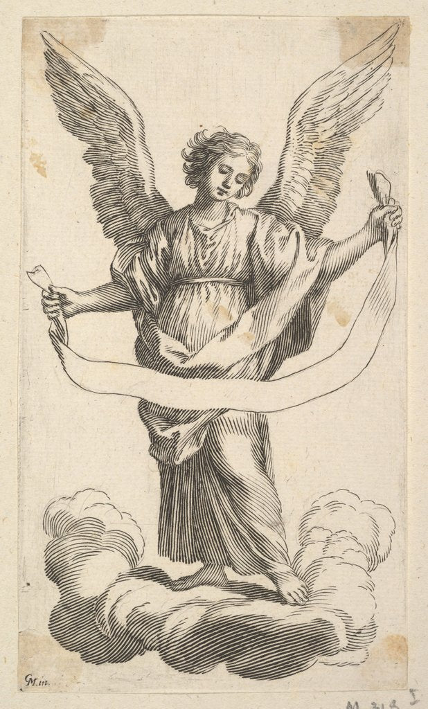 Detail of Angel with a Banderole by Claude Mellan