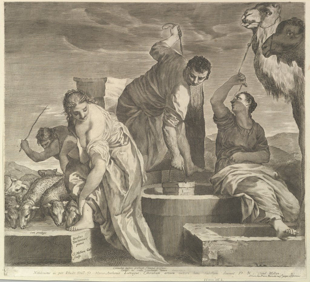 Detail of Jacob Draws Water for Rachel's Animals by Claude Mellan