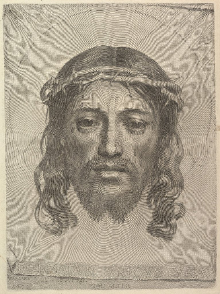 Detail of Face of Christ on St. Veronica's Cloth, 1649 by Claude Mellan