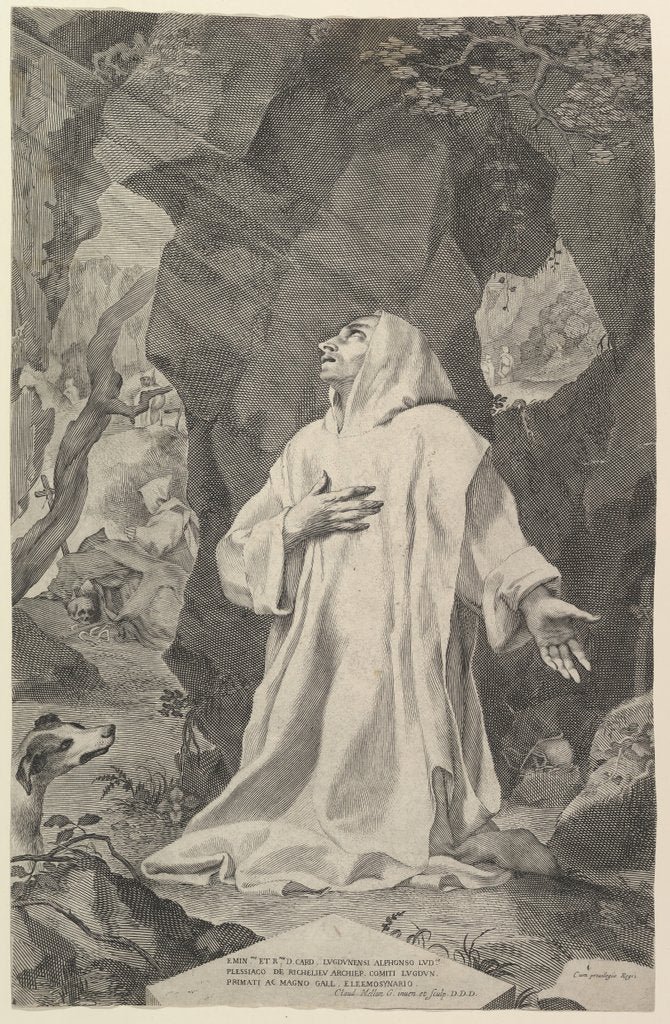 Detail of St. Bruno by Claude Mellan