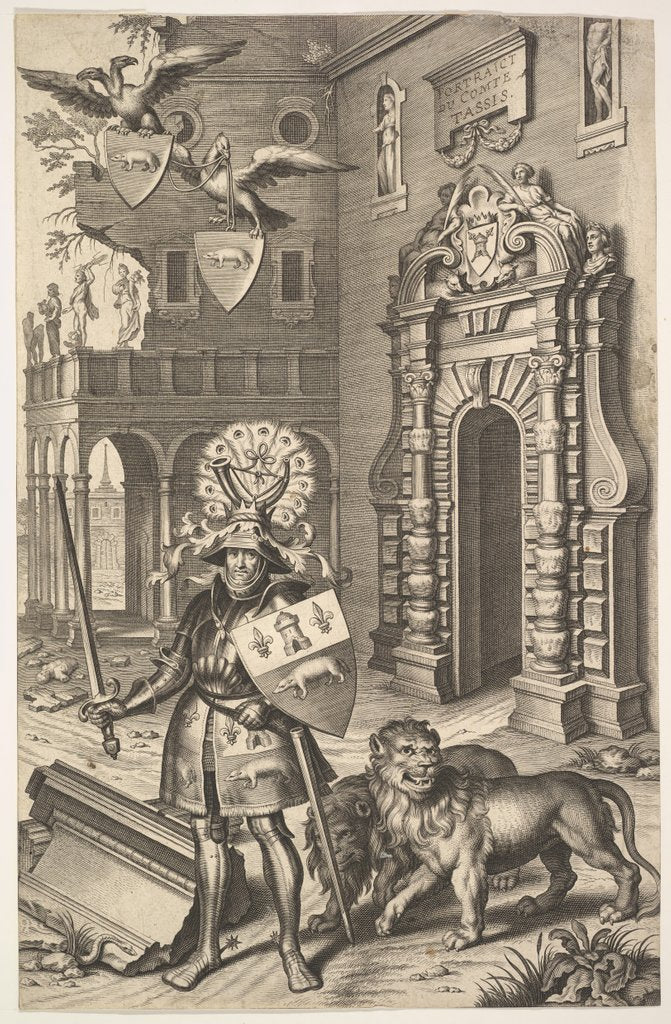 Detail of Allegorical Portrait of Count Tassis illustration from Jean Jacques Chifflet, Les marques …, 1645 by Cornelis Galle I