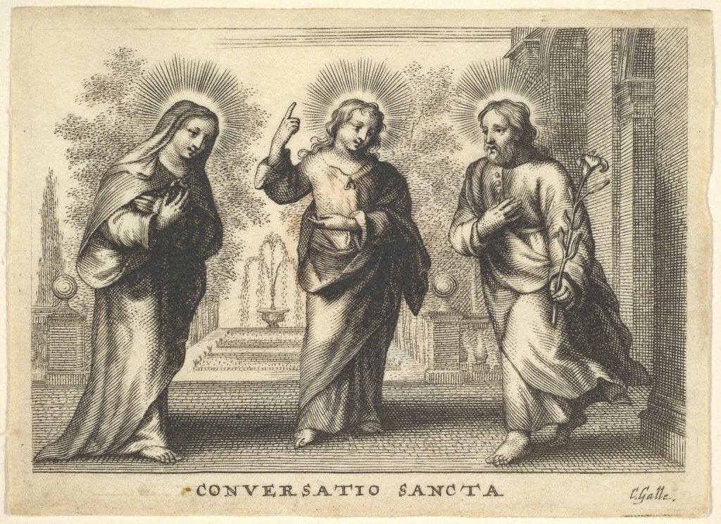 Detail of Conversatio sancta by Cornelis Galle I
