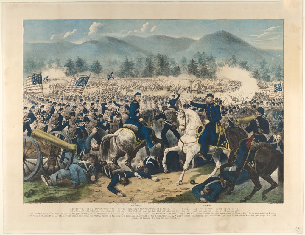 Detail of The Battle of Gettysburg, Pa., July 3rd, 1863, 1863 by Currier and Ives