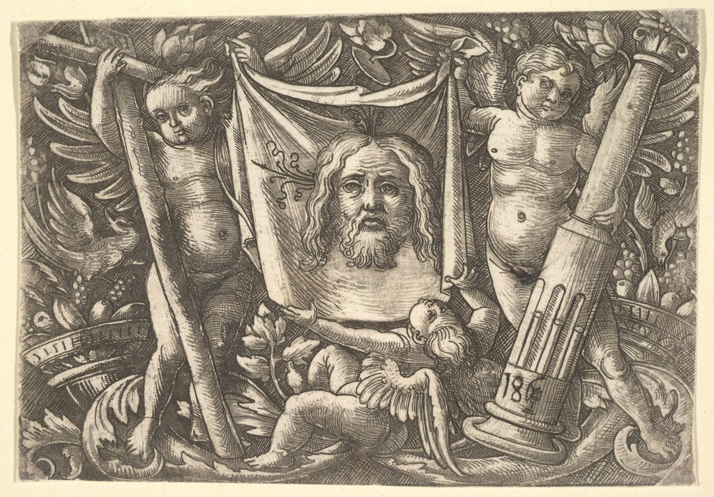 Detail of The Sudarium Held by Two Angels, ca. 1515 by Daniel Hopfer