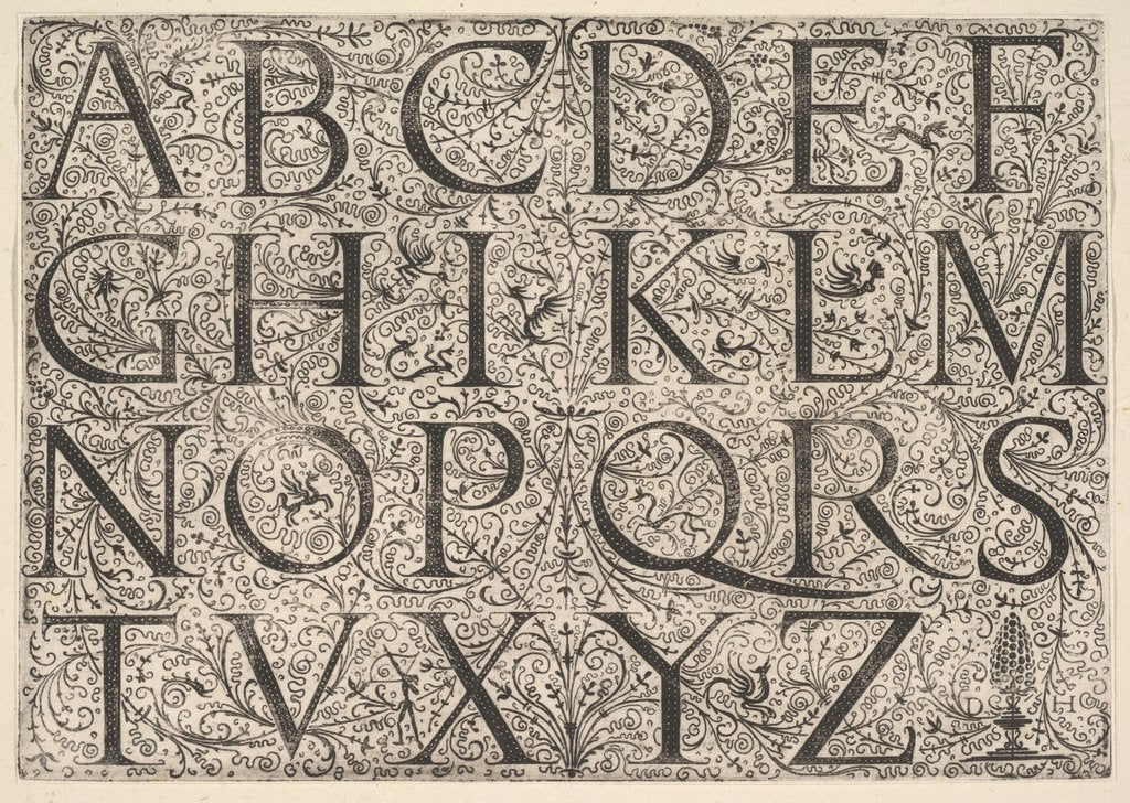 Detail of Roman Majuscule Alphabet, ca. 1520 by Daniel Hopfer