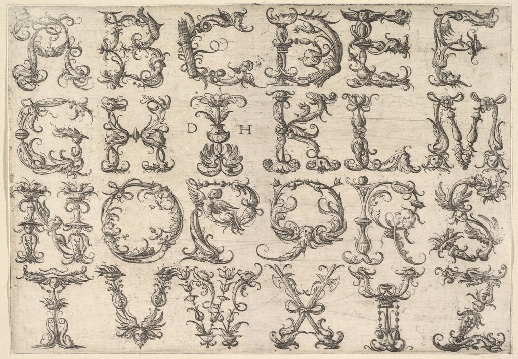 Detail of Ornamented Roman Majuscule Alphabet, ca. 1520 by Daniel Hopfer