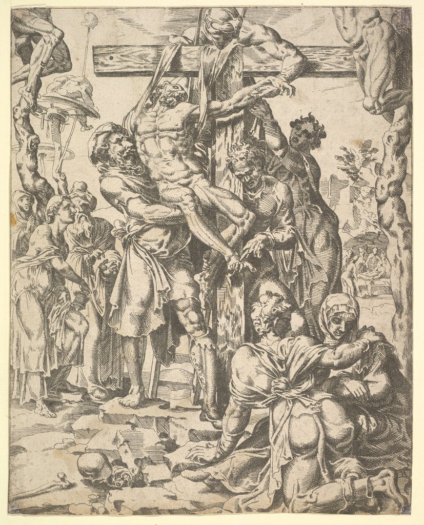 Detail of The Descent from the Cross, from The Fall and Salvation of Mankind through the Life and Pa…, 1548 by Dirck Volkertsen Coornhert