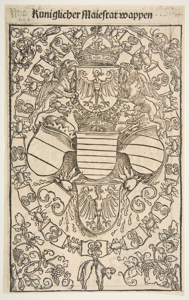 Detail of Recto: Coat of Arms of Maximilian I as King of the Romans; verso: Coat of Arms of Florian …, 1502 by Unknown